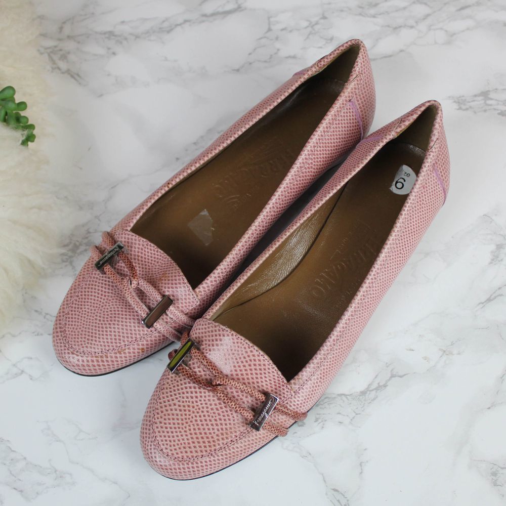 Ferragamo Pink Snake Loafers 6AA